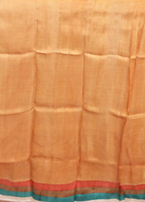 Rust Printed Pure Silk Saree Without Blouse Piece
