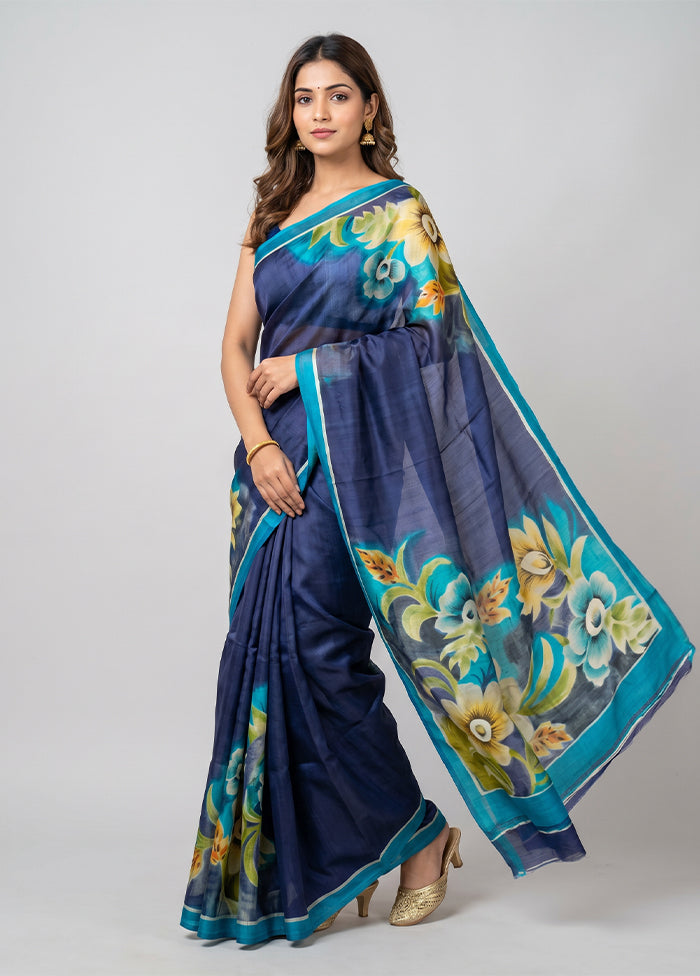 Multicolor Printed Silk Saree Without Blouse Piece