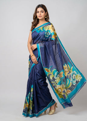 Multicolor Printed Silk Saree Without Blouse Piece