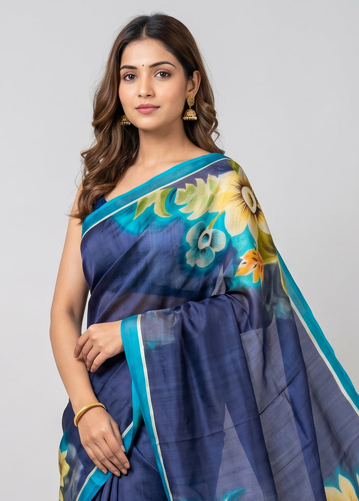 Multicolor Printed Silk Saree Without Blouse Piece