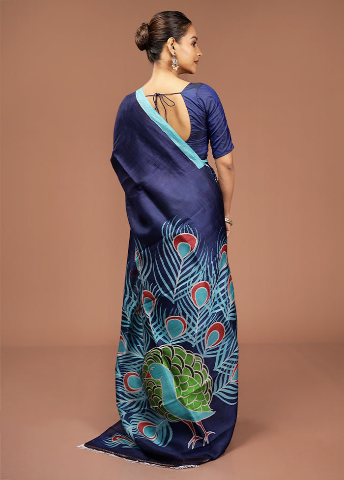 Multicolor Printed Pure Silk Saree Without Blouse Piece