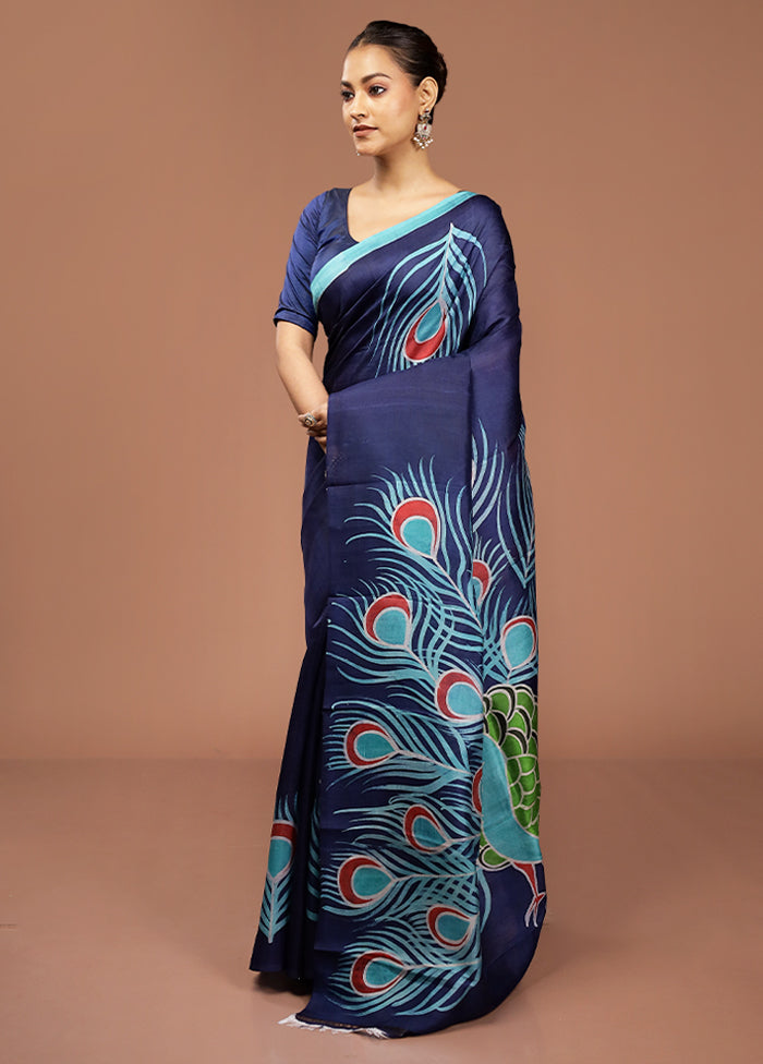 Multicolor Printed Pure Silk Saree Without Blouse Piece