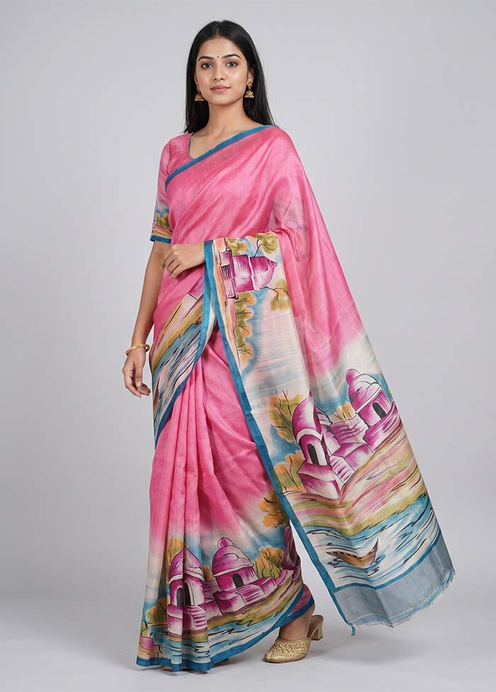 Multicolor Printed Silk Saree Without Blouse Piece