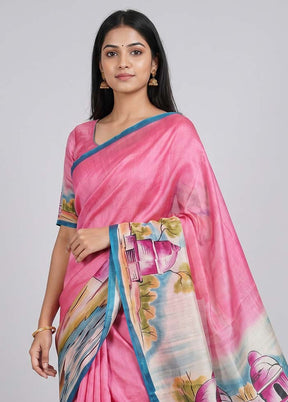 Multicolor Printed Silk Saree Without Blouse Piece