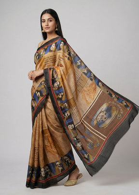 Multicolor Printed Pure Silk Saree Without Blouse Piece