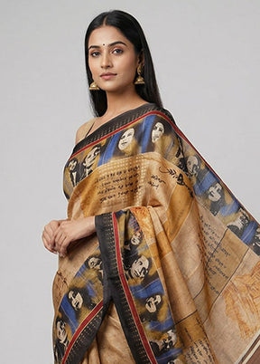 Multicolor Printed Pure Silk Saree Without Blouse Piece