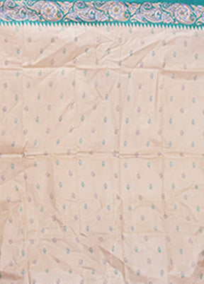 Cream Printed Pure Silk Saree Without Blouse Piece