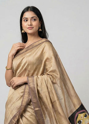 Multicolor Handloom Tussar Pure Silk Saree With Blouse Piece