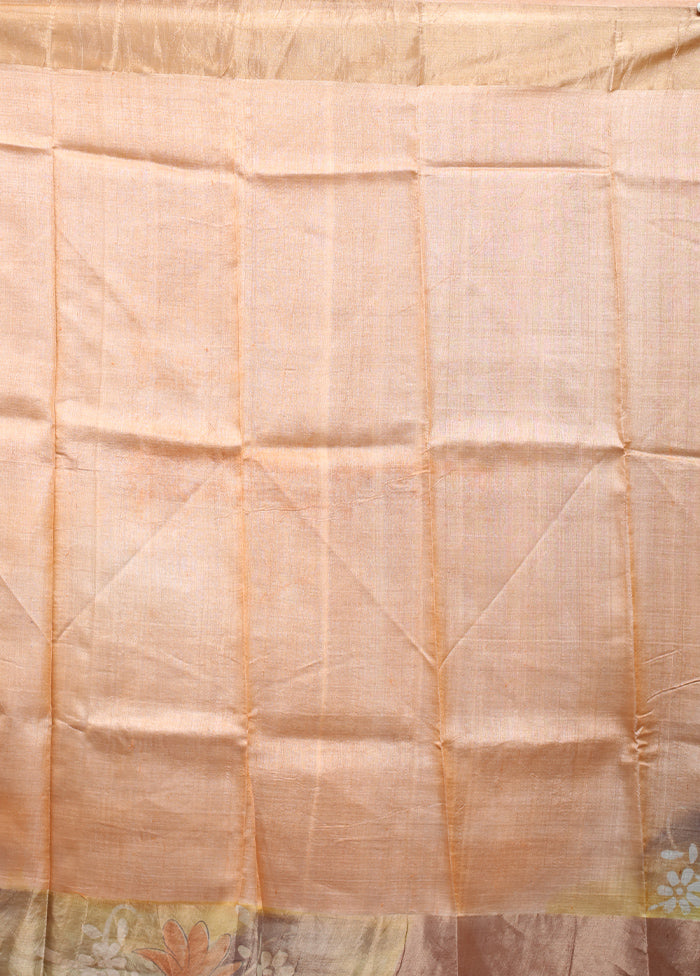Multicolor Handloom Tussar Pure Silk Saree With Blouse Piece