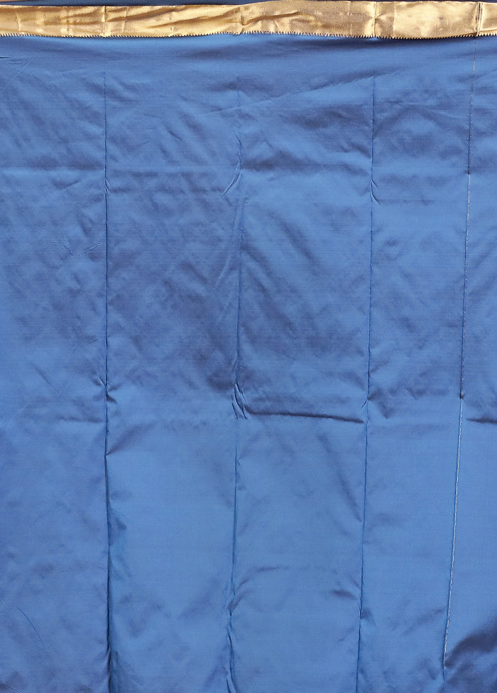Blue Kanjivaram Silk Saree With Blouse Piece