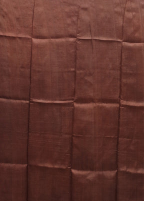 Brown Printed Pure Silk Saree Without Blouse Piece