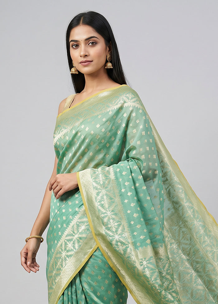 Green Kora Silk Saree With Blouse Piece