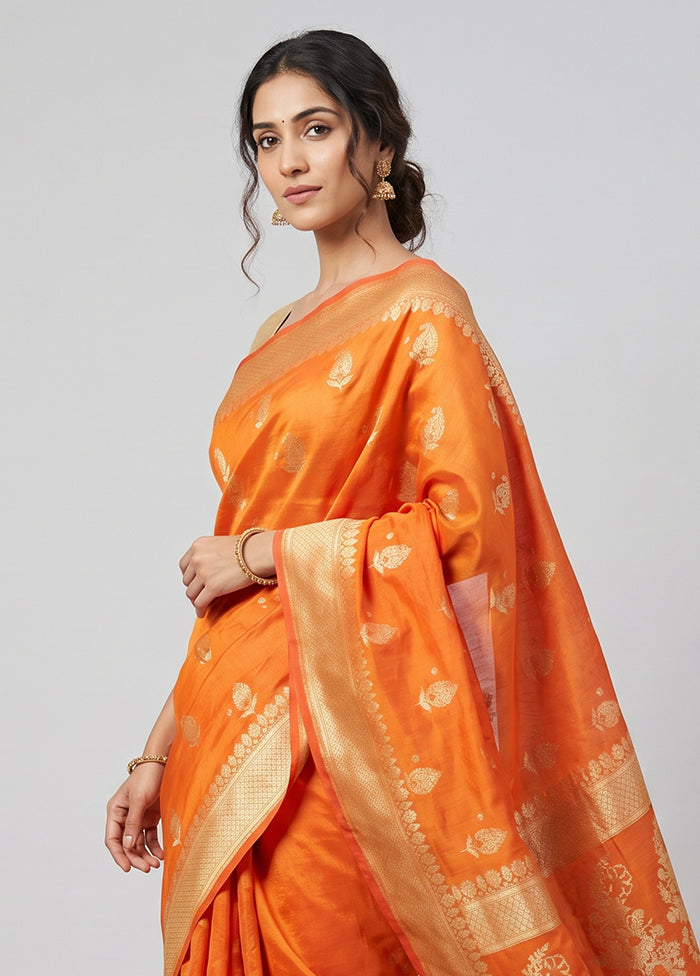 Yellow Kora Silk Saree With Blouse Piece