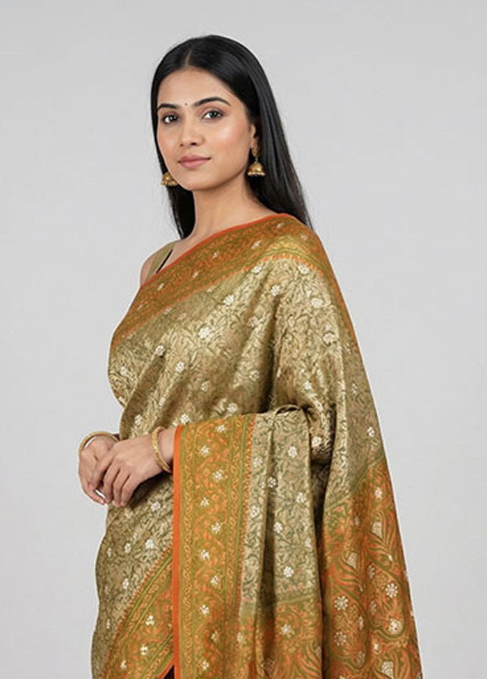 Cream Tanchoi Silk Saree With Blouse Piece