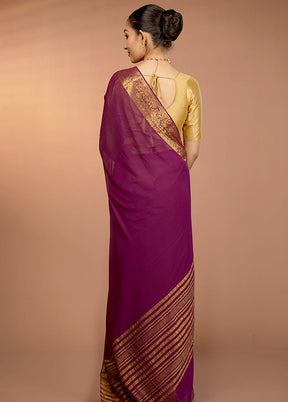 Purple Chiffon Silk Saree With Blouse Piece