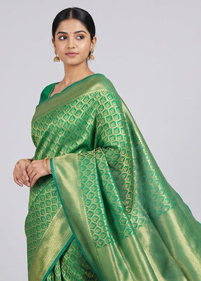 Green Kora Silk Saree With Blouse Piece