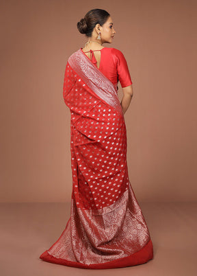 Red Georgette Saree With Blouse Piece