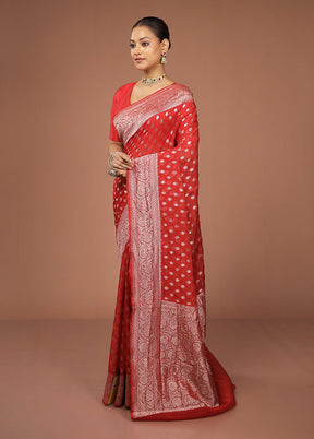 Red Georgette Saree With Blouse Piece