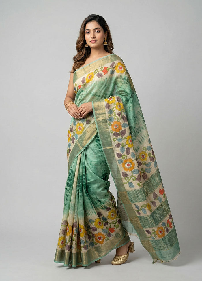 Multicolor Handloom Tussar Pure Silk Saree With Blouse Piece