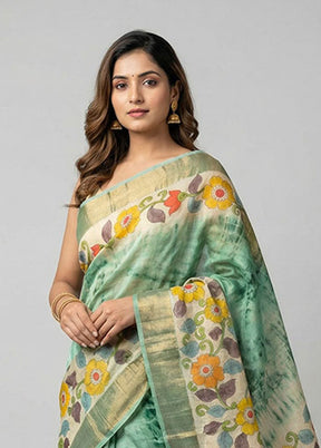 Multicolor Handloom Tussar Pure Silk Saree With Blouse Piece