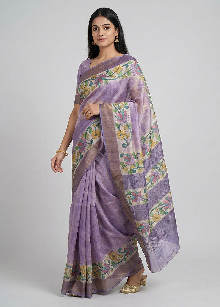 Cream Handloom Tussar Pure Silk Saree With Blouse Piece