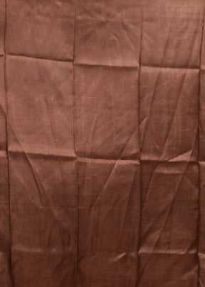 Brown Printed Pure Silk Saree Without Blouse Piece
