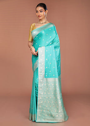 Green Katan Silk Saree With Blouse Piece