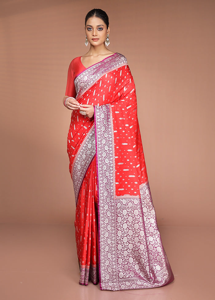 Red Katan Silk Saree With Blouse Piece