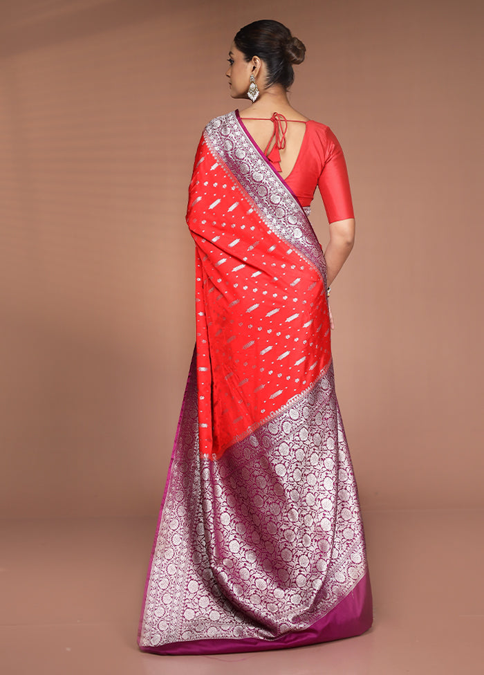 Red Katan Silk Saree With Blouse Piece