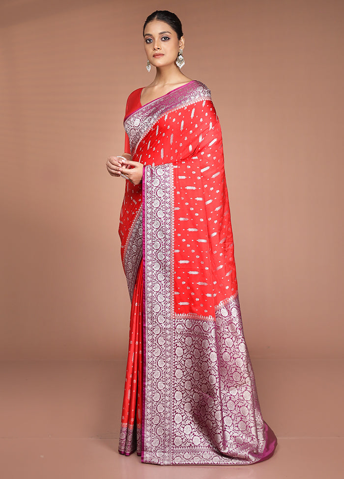 Red Katan Silk Saree With Blouse Piece