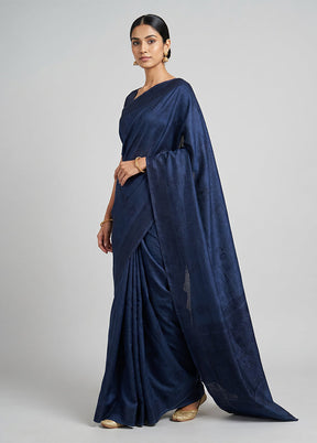 Blue Uppada Silk Saree With Blouse Piece