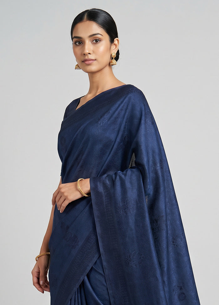 Blue Uppada Silk Saree With Blouse Piece