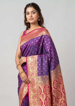 Blue Tanchoi Silk Saree With Blouse Piece