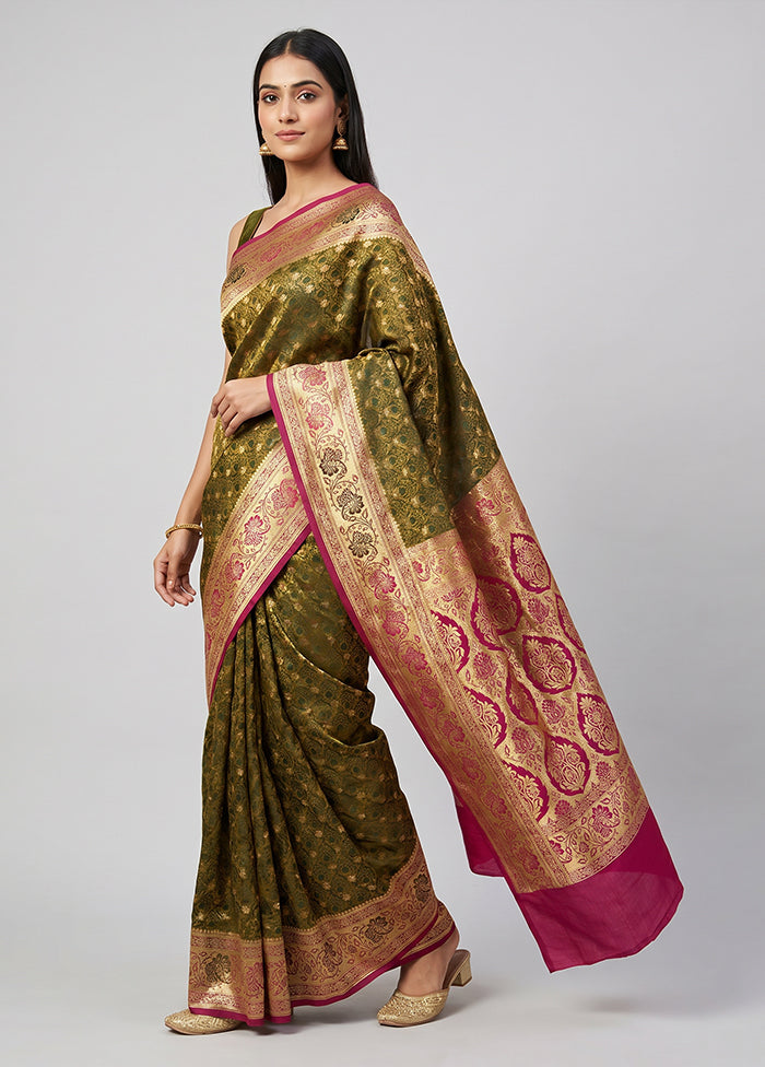 Yellow Tanchoi Silk Saree With Blouse Piece