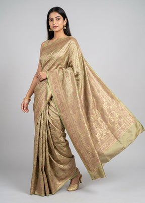 Green Jamewar Silk Saree With Blouse Piece