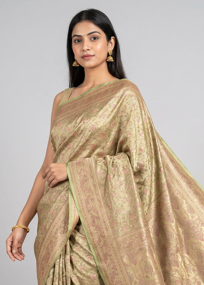 Green Jamewar Silk Saree With Blouse Piece