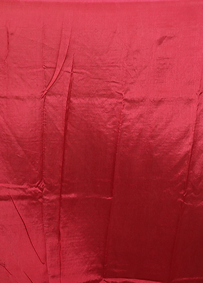 Red Dupion Silk Saree With Blouse Piece