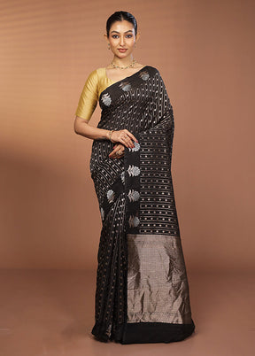 Black Dupion Silk Saree With Blouse Piece