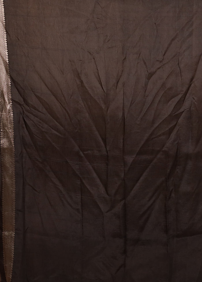 Black Dupion Silk Saree With Blouse Piece