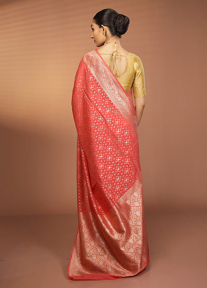 Red Dupion Silk Saree With Blouse Piece
