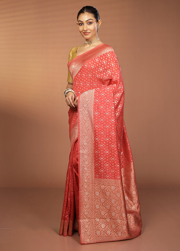 Red Dupion Silk Saree With Blouse Piece