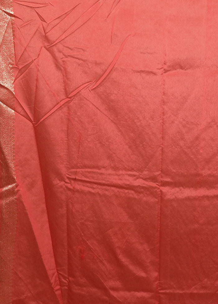 Red Dupion Silk Saree With Blouse Piece