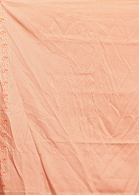 Peach Jamewar Silk Saree With Blouse Piece
