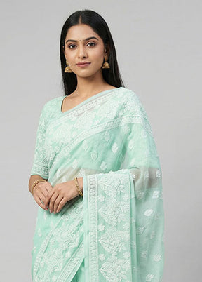 Green Georgette Saree With Blouse Piece