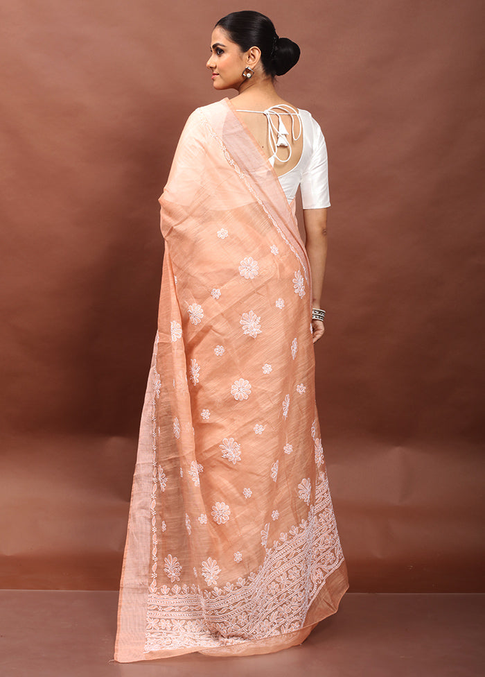 Cream Chikankari Saree With Blouse Piece