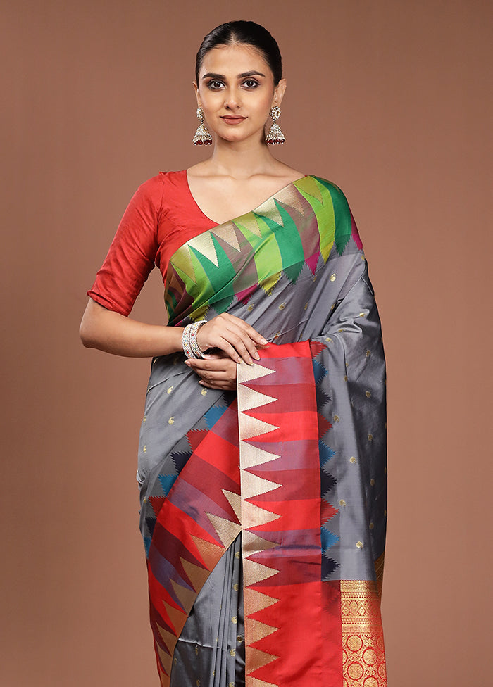 Blue Kanjivaram Silk Saree With Blouse Piece