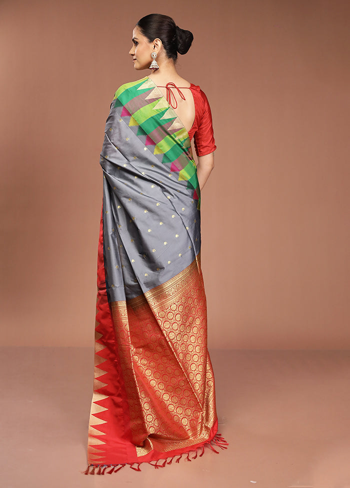 Blue Kanjivaram Silk Saree With Blouse Piece