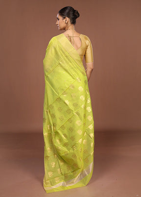 Green Chanderi Silk Saree With Blouse Piece