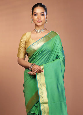 Green Kanjivaram Silk Saree With Blouse Piece