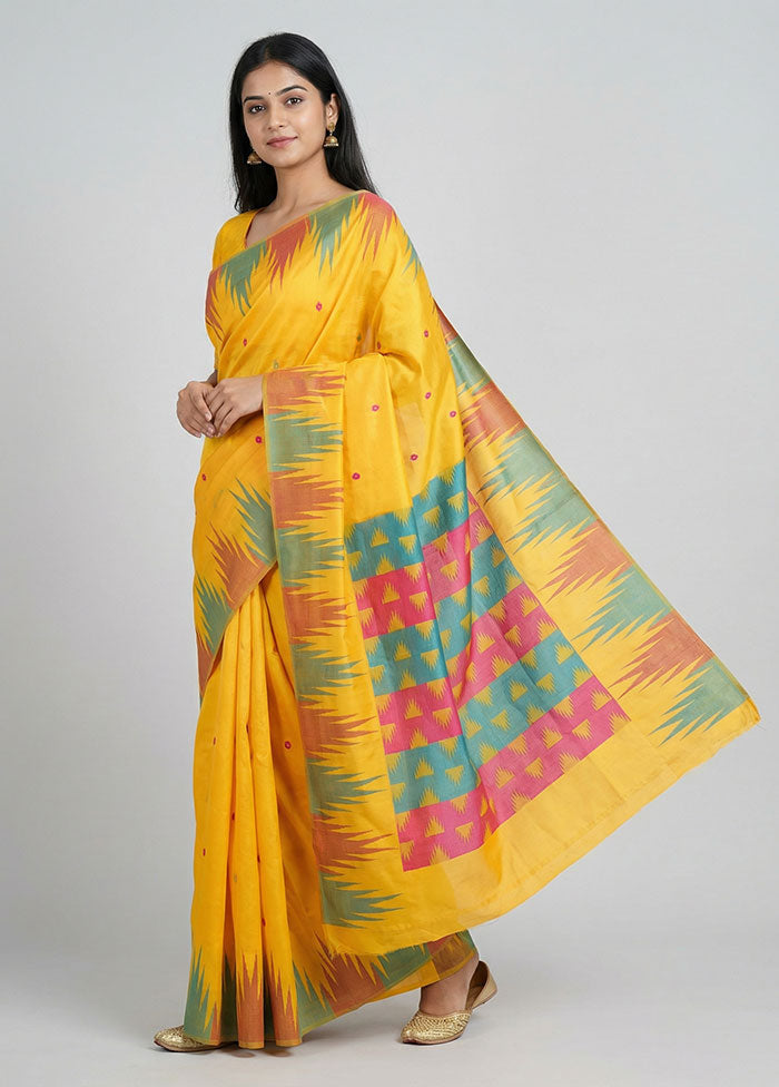 Yellow Kanjivaram Silk Saree With Blouse Piece